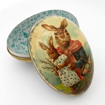 6" Papier Mache Mama Bunny Easter Egg Container ~ Germany